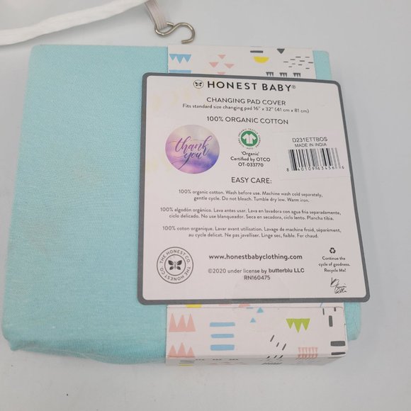 Honest Baby Organic Cotton Changing Pad Cover /Fits changing pad16'' x 32'' blue - Picture 2 of 4